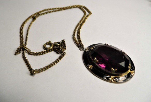 Vintage Amethyst Paste Pendant Necklace (1 of 3)