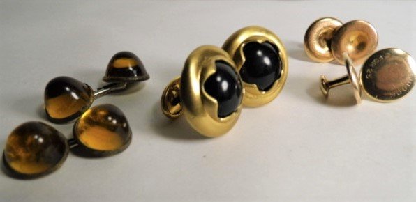 4 Pair Vintage Stud Cufflinks Krementz Gold Plate (1 of 7)