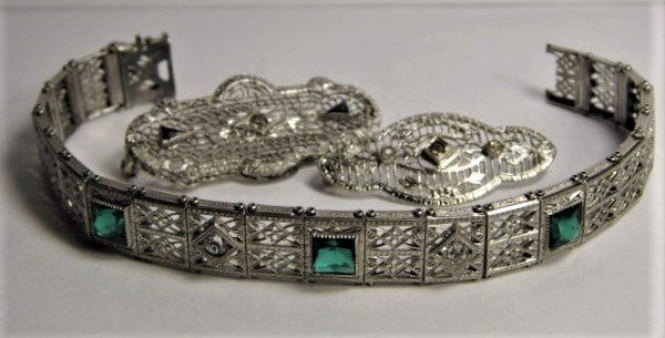 3 Pieces Vintage Art Deco Rhodium Jewelry for Repair (1 of 10)