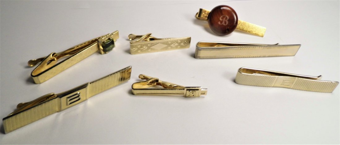 7 Vintage Gold Tone Tie Clips 4 Have Monogram B (1 of 6)