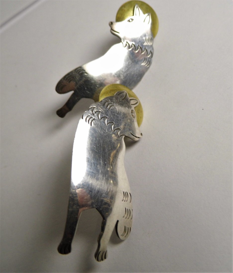 Vintage Sterling Silver Taxco Mexico Wolf Pair Earrings (1 of 12)