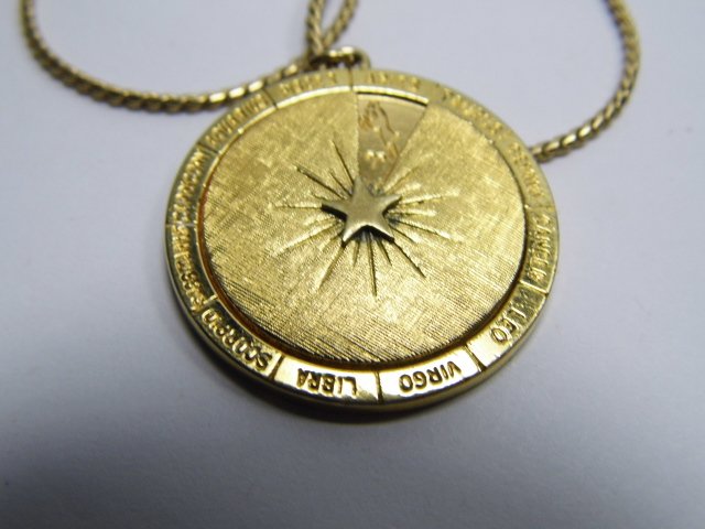 Cute Gold Tone  Astrology Signs Disk Pendant Necklace (1 of 7)