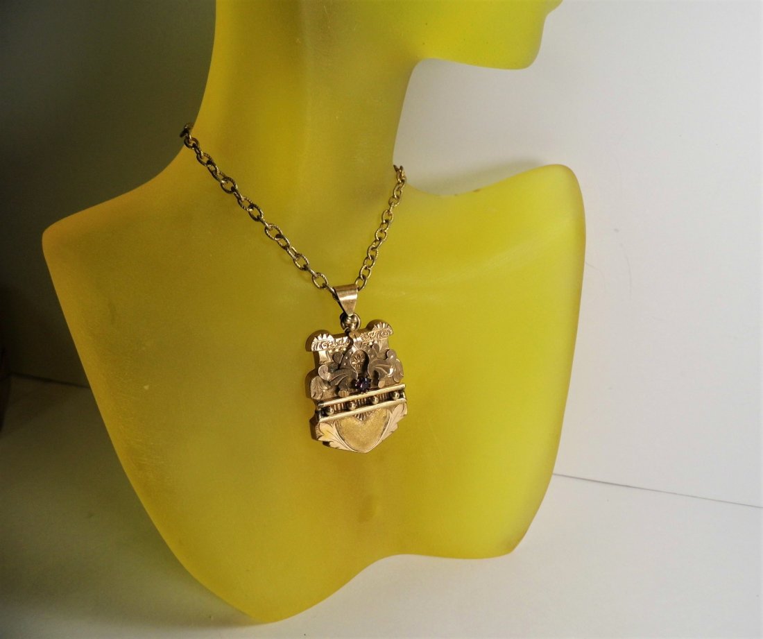 Antique English Victorian Etruscan Style Fob Locket: Might have held a specimen of hair or a portion of writing.