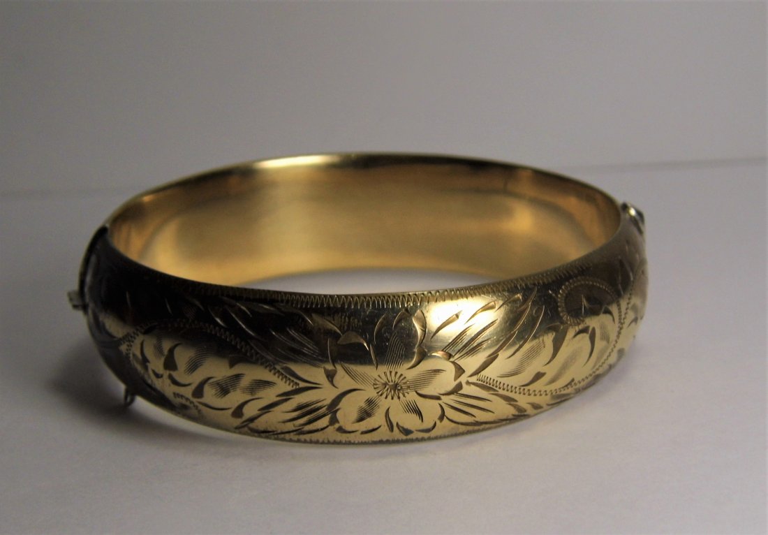 Antique Engraved Floral Victorian Bangle Bracelet (1 of 7)