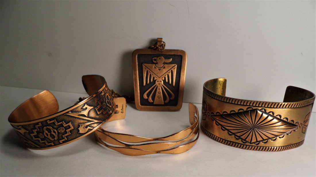 Vintage Copper Lot 3 Bracelets 1 Necklace Bell Trading (1 of 11)