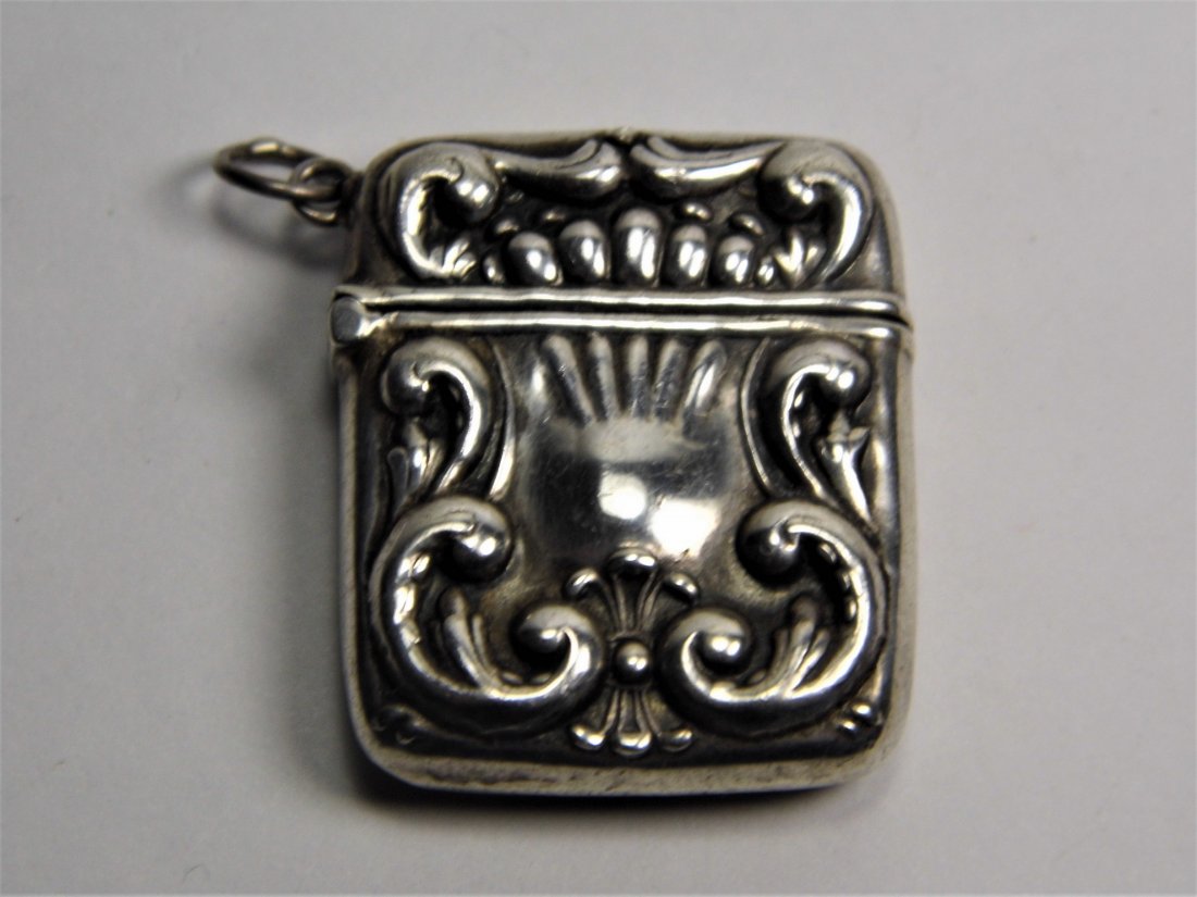 Antique Sterling Silver Stamp Safe or Box Thistle (1 of 5)