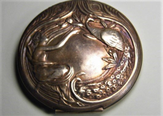 Large Art Nouveau Pendant Double Locket: Over 2 inches diameter.