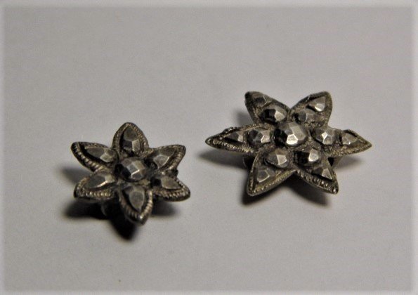 Two Small Star Shaped Georgian Era Silver Slides: Attractive. Much character.
