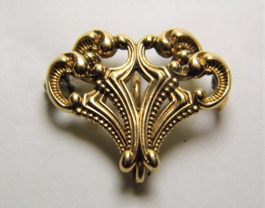 Antique English Gold Plate Lavalier or Fob Pin: Very little tarnish. Clasp good.