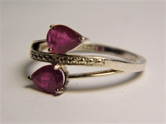 Vintage Pear Shaped Ruby Sterling Silver Cocktail Ring (1 of 4)