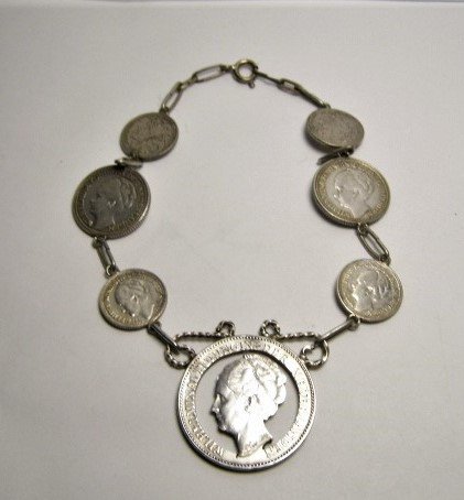 World War II Era Dutch Wilhelmina Silver Bracelet (1 of 7)