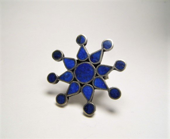 Vintage Ethnic Hmong Silver Lapis Lazuli Ring sz 6 1/2 (1 of 4)