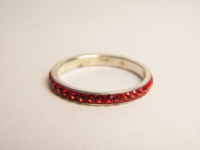 Sterling Silver Ruby Paste Enfilade Ring sz 5 3/4 (1 of 5)