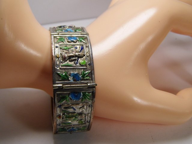 Antique Victorian Chinese Silvergilt Enamel Bracelet (1 of 13)