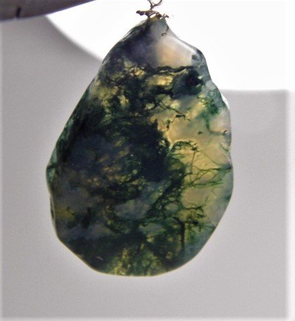 Large free Form Moss Agate Stone Necklace Pendant (1 of 3)