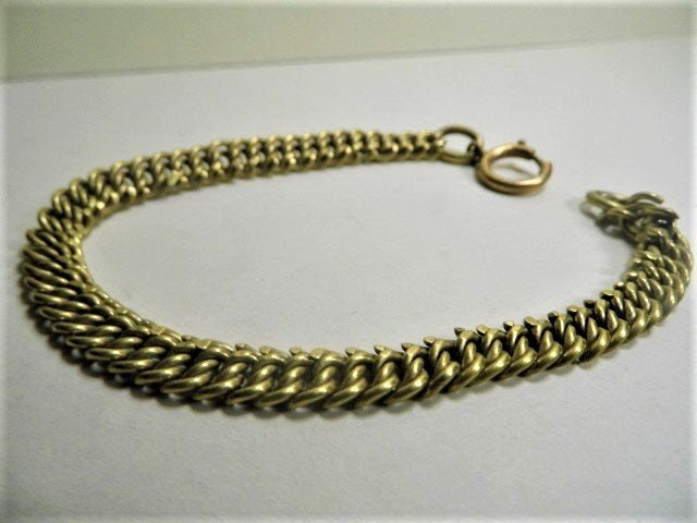Vintage Herringbone Pinchbeck Bracelet 8 1/2 inch (1 of 10)