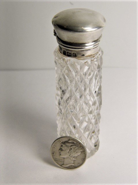 Victorian Cut Crystal Sterling Silver Scent Bottle 1903 (1 of 6)