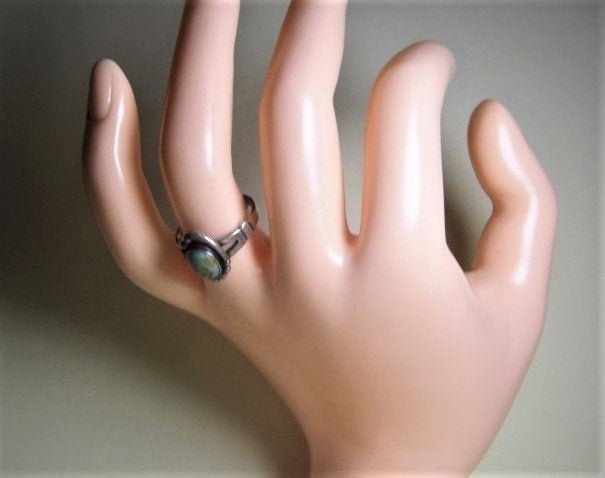 Silver & Turquoise Bell Trading Post Feather Ring (1 of 6)