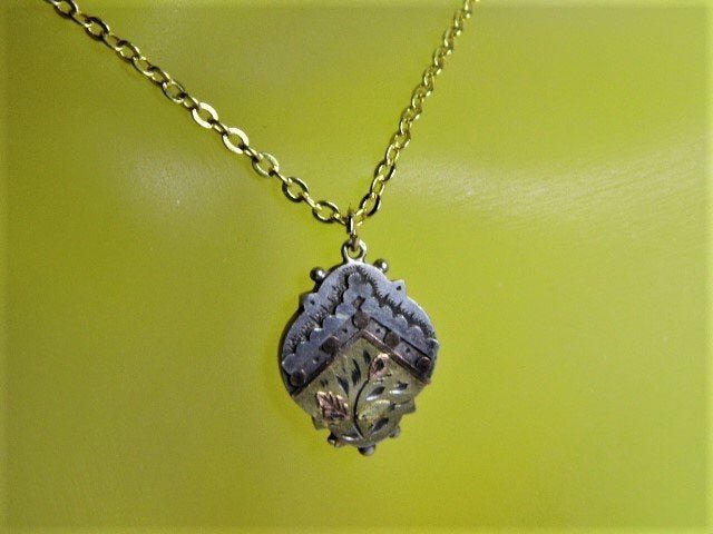 Antique English Silver & Gold Plate Pendant Necklace (1 of 9)