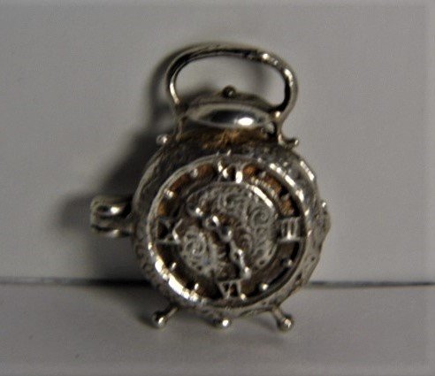 Antique Victorian Silver Clock Bracelet Charm Mechanica (1 of 4)