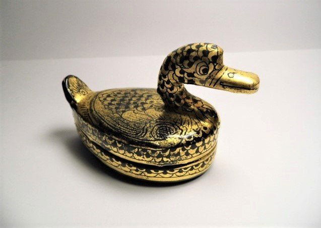 Vintage Japanese Lacquer Mache Duck Trinket Box (1 of 6)