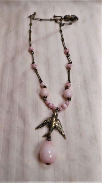 Antique Conch Shell Bead and Gilt Drop Necklace (1 of 8)