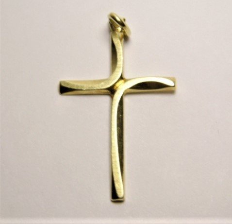 Vintage 14 Karat Cross: Circa 1960 cross with bail. Cross marked 14K Italy. Bail marked 585.