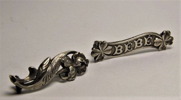 Antique French Pair Baby Floral Pins Clover & Lily (1 of 6)