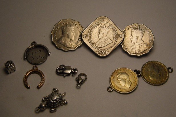 Antique British Colonial Jewelry Raz India Charm Coins (1 of 5)