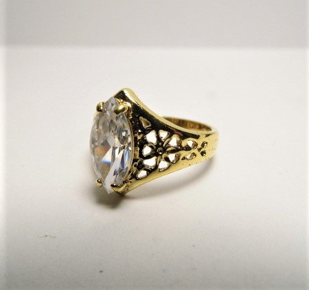 Vintage Marquis Cut Gold Vermeil Ring sz 7 1/2 (1 of 4)