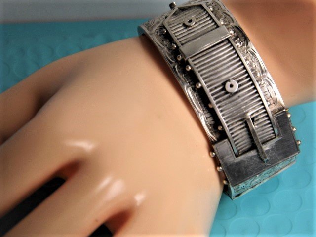 Antique English Sterling Silver Buckle Bracelet 1884 (1 of 9)