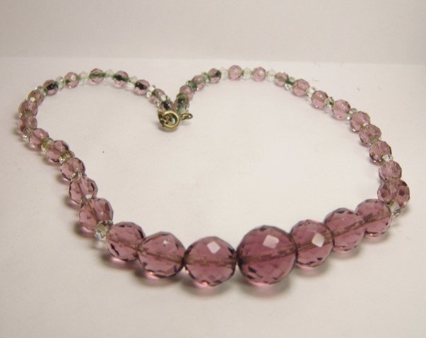 Antique Graduated Cut Crystal Amethyst Beads Necklace (1 of 5)