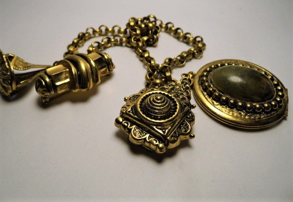 Gold Tone Victorian Revival Costume Fob Brooch (1 of 4)