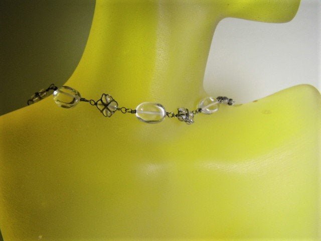 Elegant Tumbled Crystal Silver Wire Bound Necklace (1 of 6)