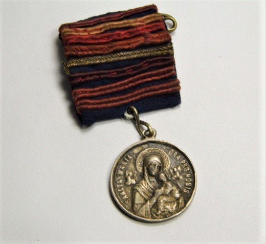 Rare Antique Mary & Saint Gerard Catholic Bronze Medal (1 of 5)