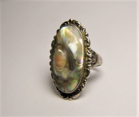 Antique Victorian Abalone Pearl Shell Ring size 6 (1 of 9)