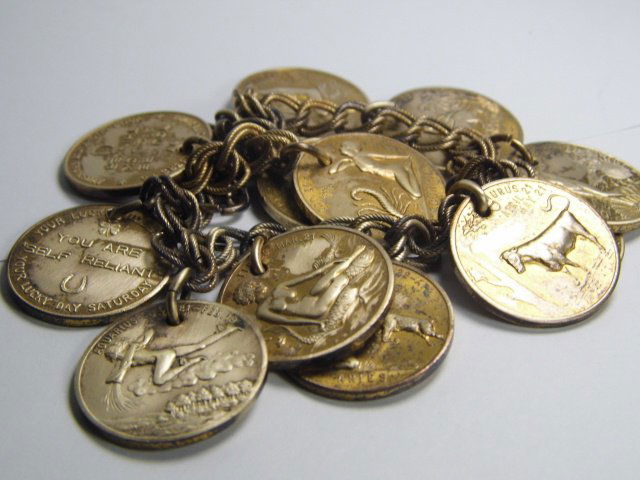 Vintage Horoscope Astrology Copper Coin Bracelet: Any size adjustable up to 8 5/8 inches.