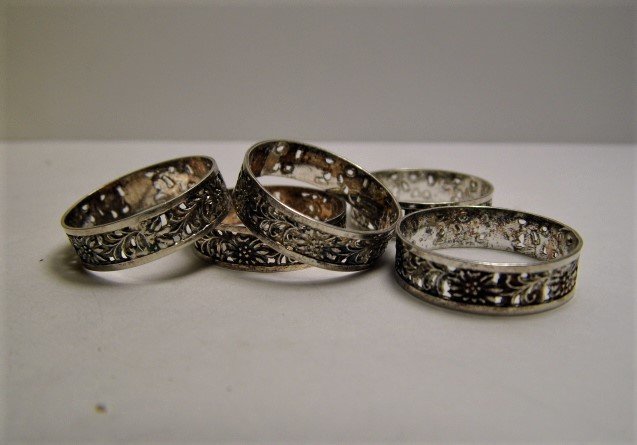 Five Austrian Edelweiss Silver Rings 9 3/4: Old new stock from Kufstein, Austria. All size 9 3/4.