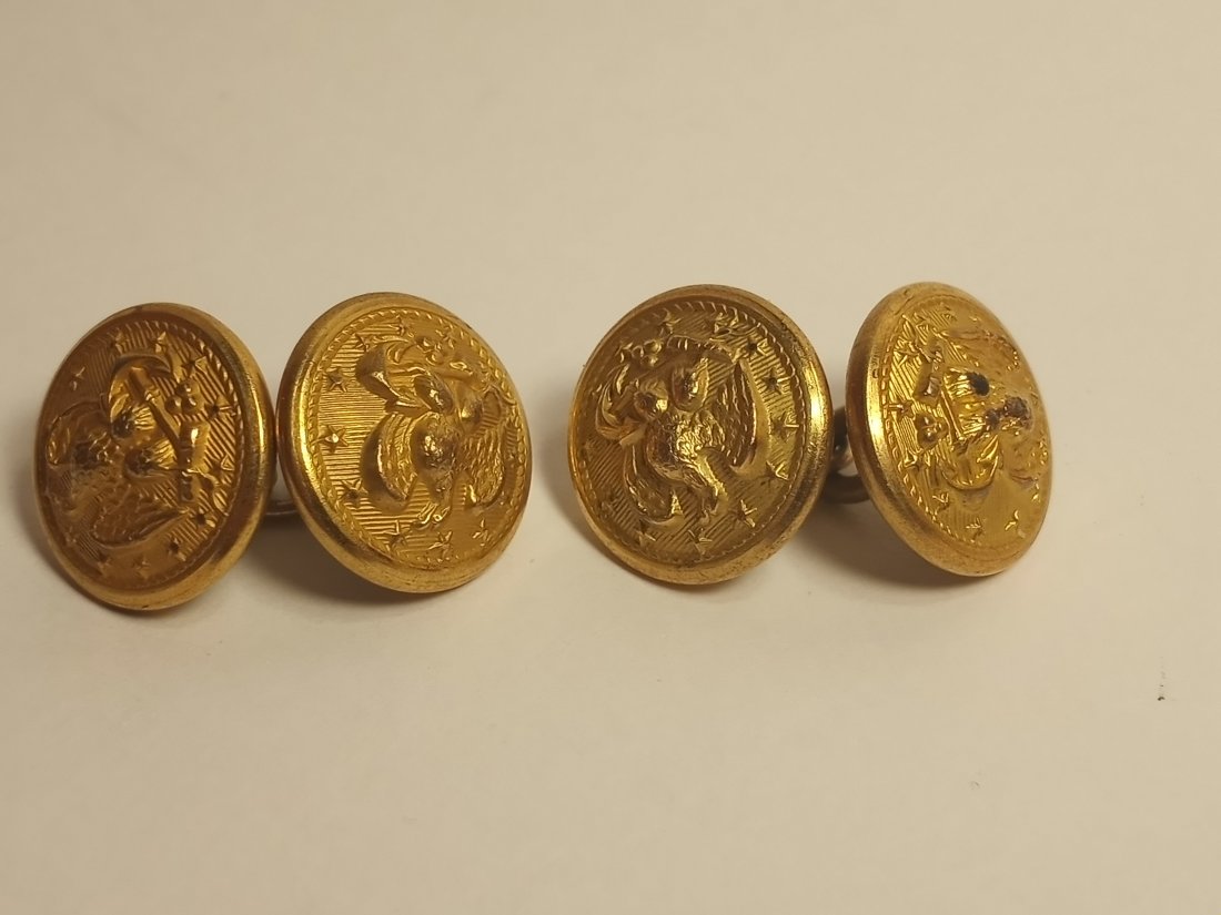 Vintage Pair Brass Military Button Cufflinks (1 of 3)