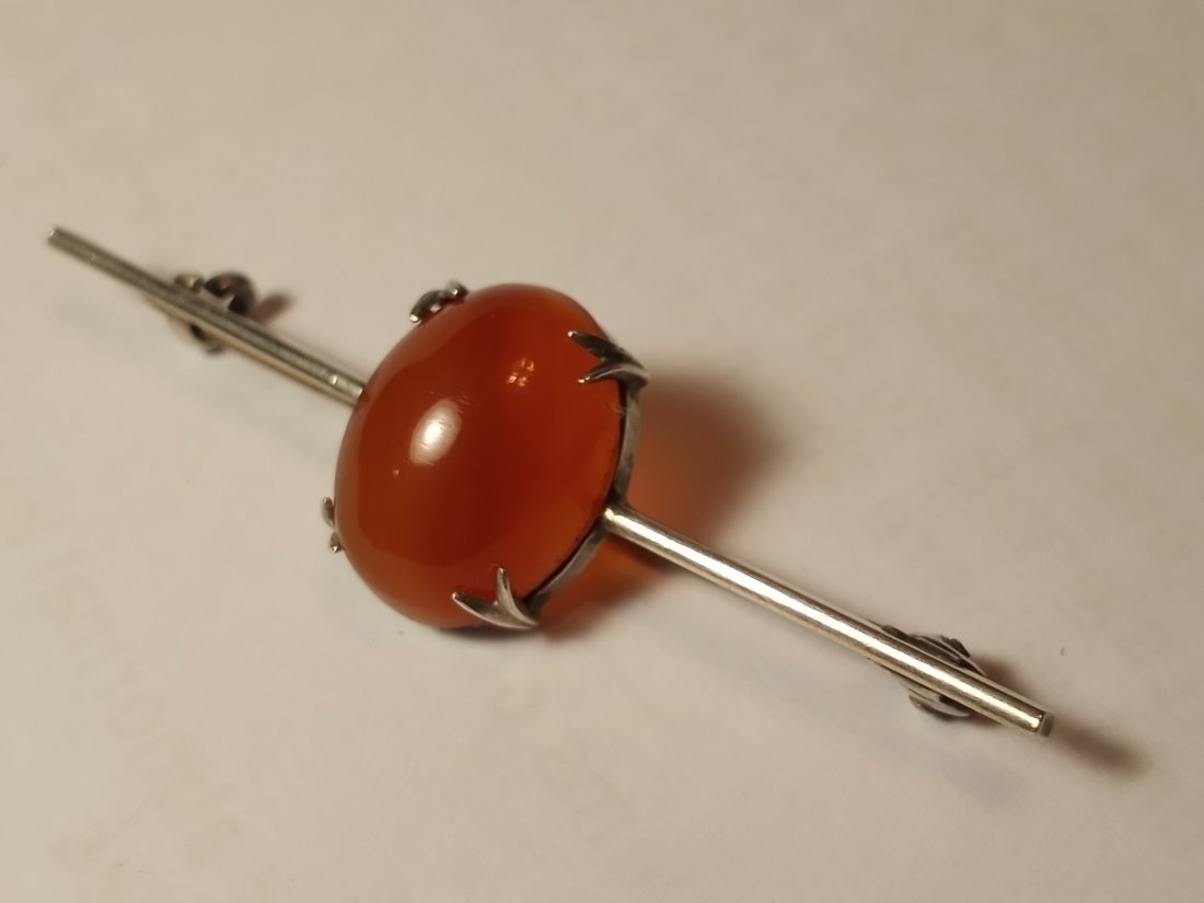 Antique Finest Little Victorian Silver Carnelian Bar Pin (1 of 6)
