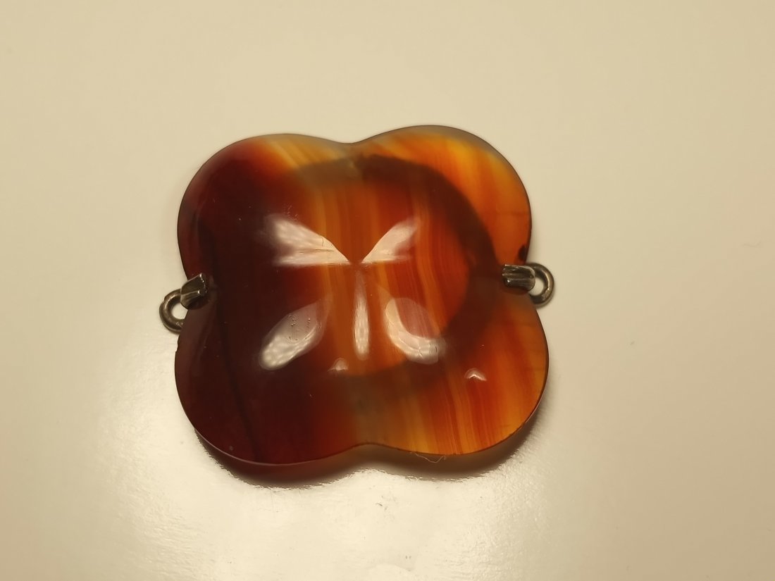 Antique Carved Scottish Orange Agate Pendant Stone: Ideal as center stone for necklace.