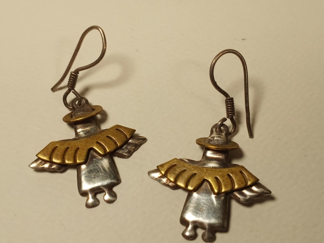 Vintage Mixed Metals Sterling Silver Angel Earrings (1 of 3)