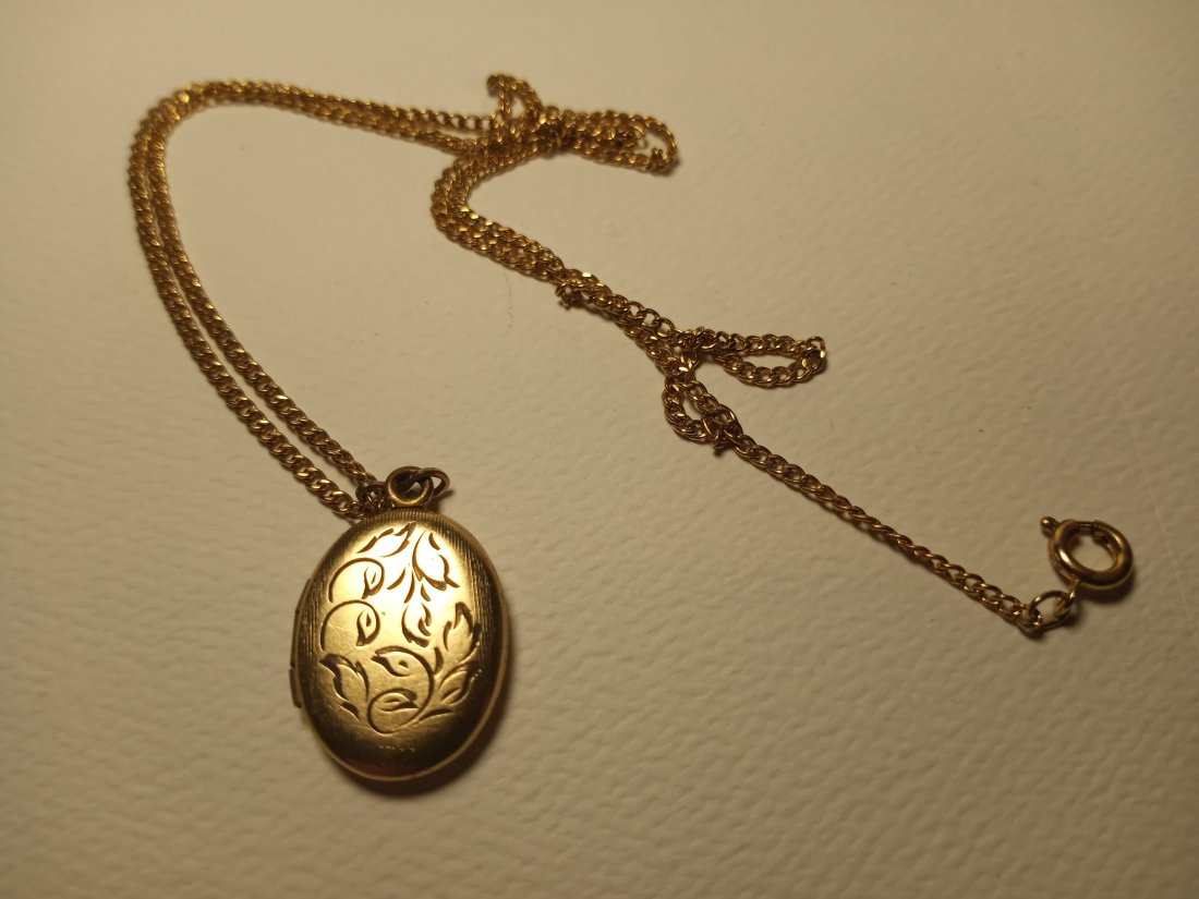 Antique Engraved Gold Plated Double Locket Necklace (1 of 5)