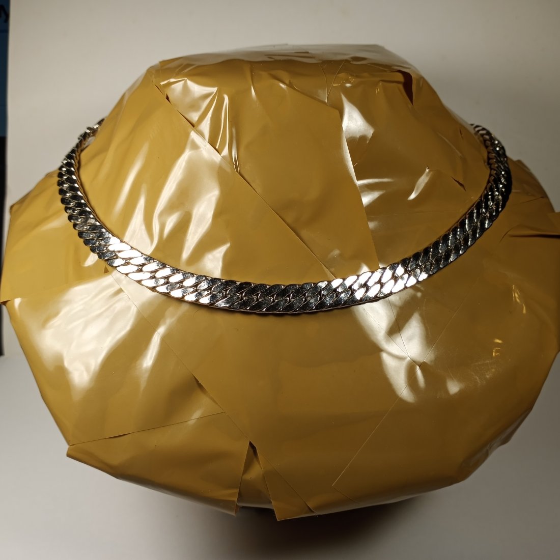 Fine 1980's Trifari TM Necklace: Herringbone chain 17 1/2 inches.