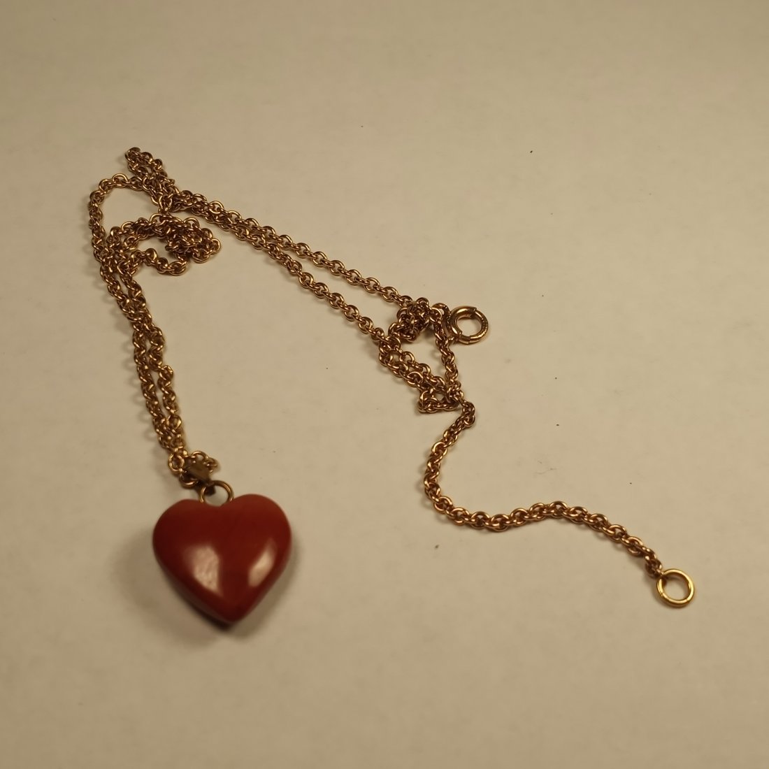 Cute Small Jasper Stone Pendant Necklace: Nice little necklace. 18 inch chain gold fill chain marked..