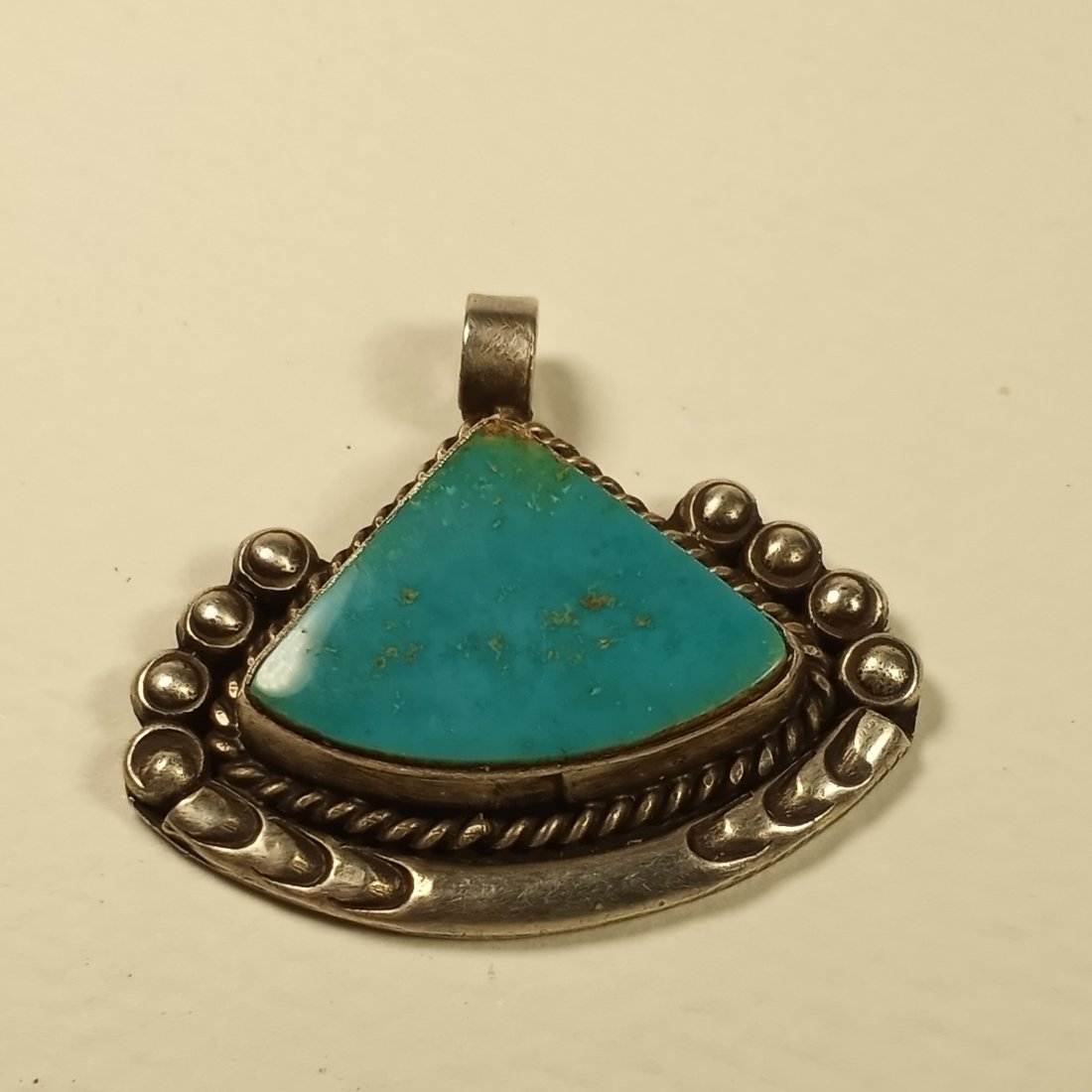 Fine Vintage Turquoise & Silver Necklace Pendant Axe Form: Good condition.