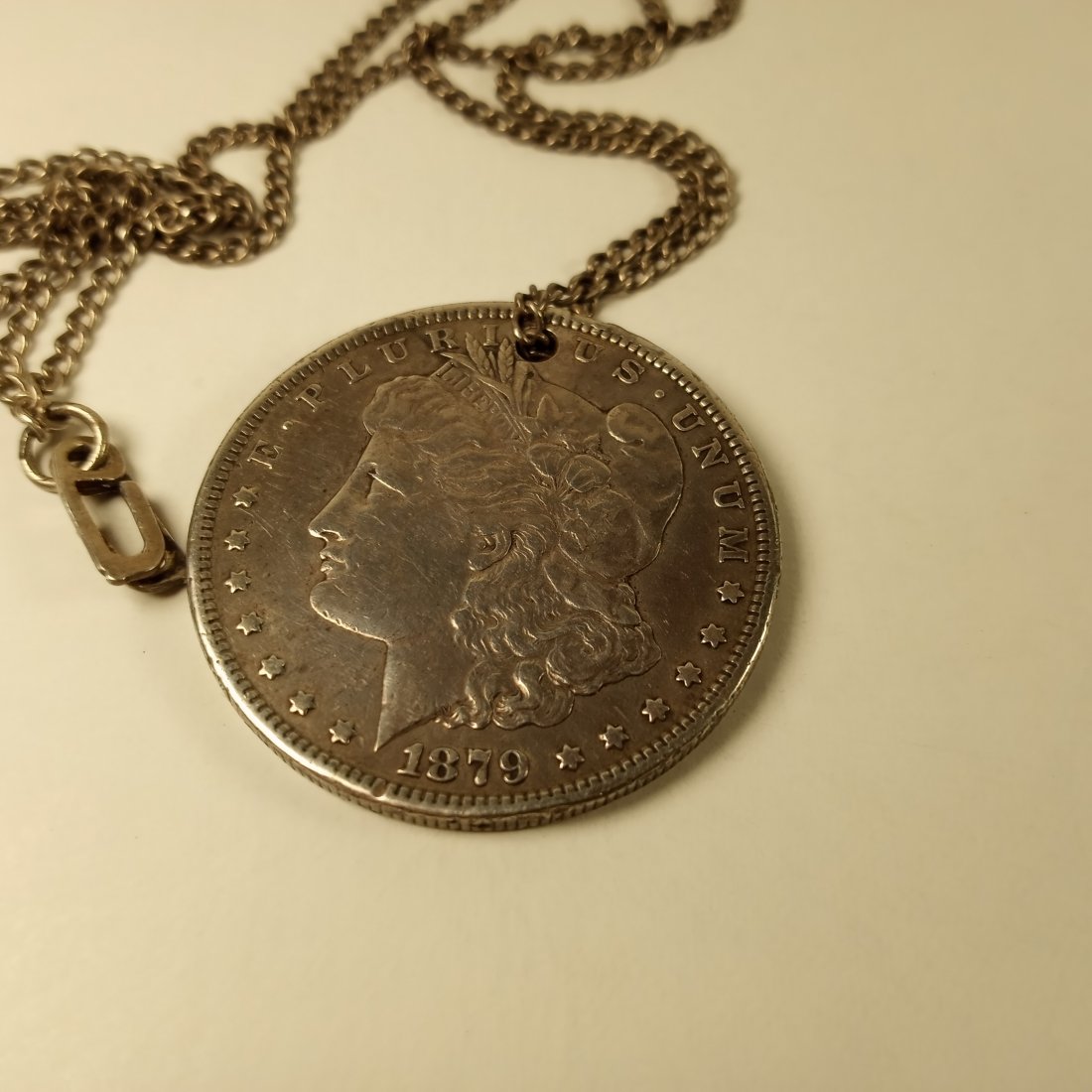 Morgan Silver Dollar Error Coin Fob Chain Necklace 1879 San Francisco Mint (1 of 10)