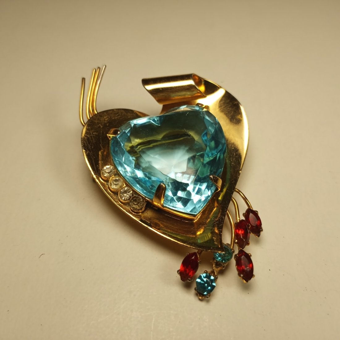 Ca 1960 Coro Signed Sterling Silver Vermeil Brooch (1 of 5)