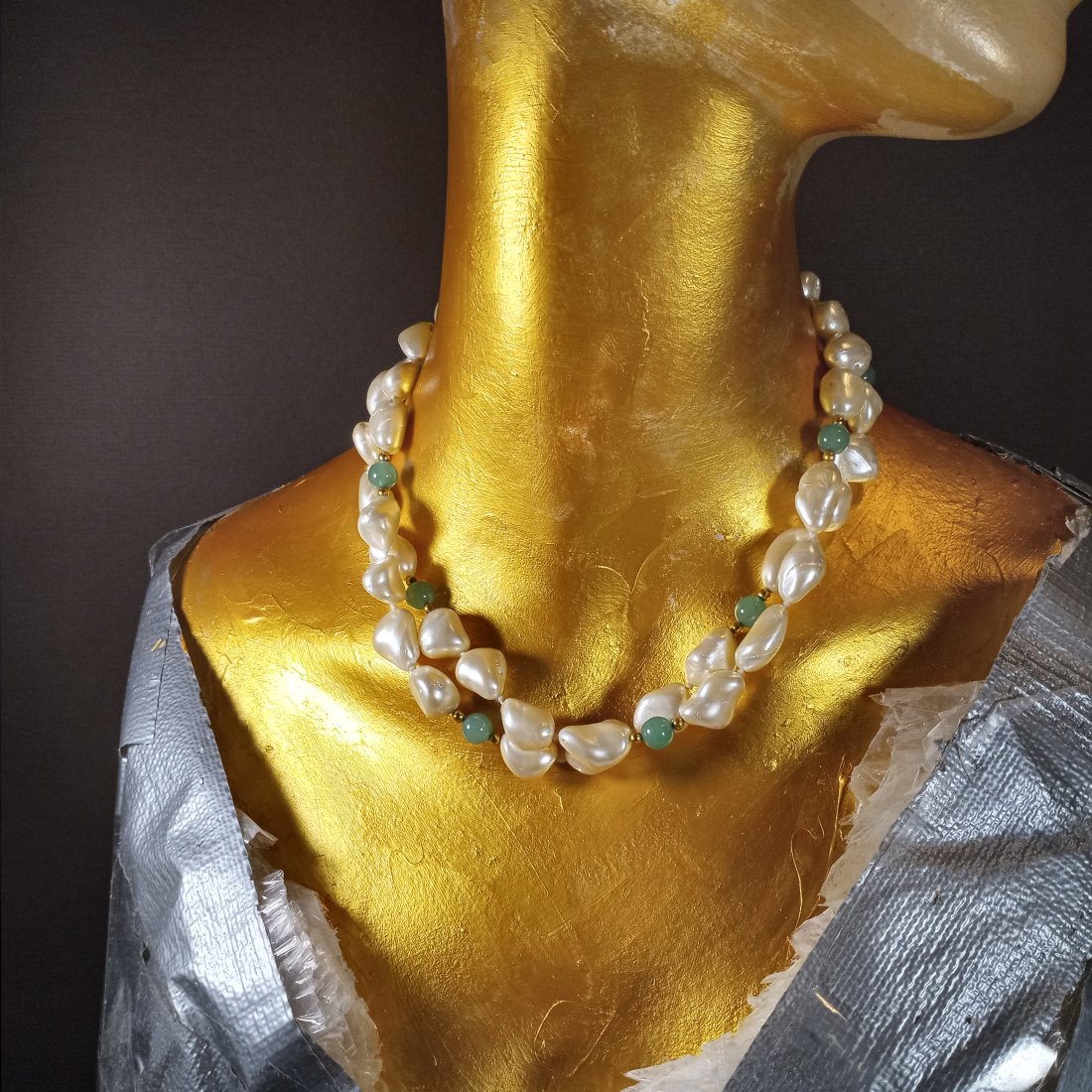 Pretty Mother of Pearl Lay Necklace: Big big baroque style beads. 36 inches.