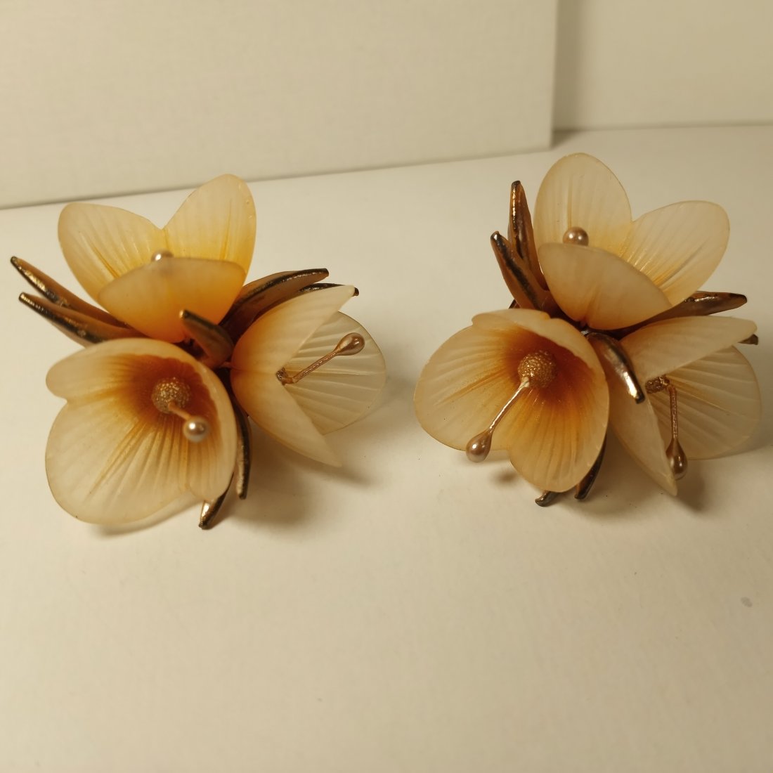 Early Celluloid Floral Clip Earrings Western Germany (1 of 4)